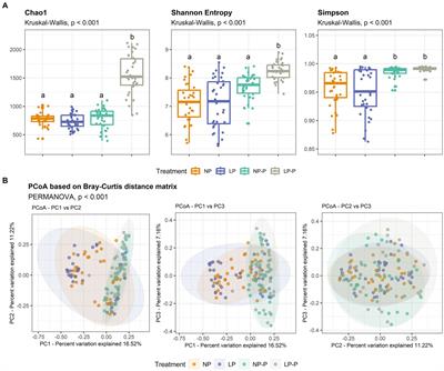 Multispecies probiotic supplementation in diet with reduced crude protein levels altered the composition and function of gut microbiome and restored microbiome-derived metabolites in growing pigs